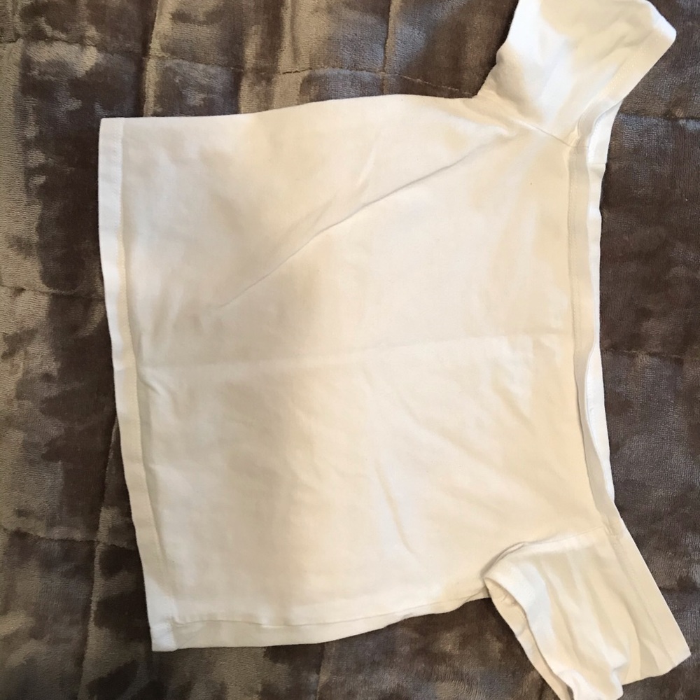 white cropped off the shoulder top